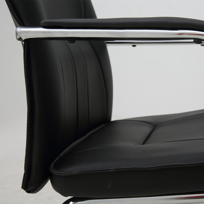 Office Chair PU Leather Upholstered Seat and Backrest with Chrome Metal Sled Base Ergonomic Armrest Padded Executive Guest Chair for Conference Room Reception Waiting Room and Home Office