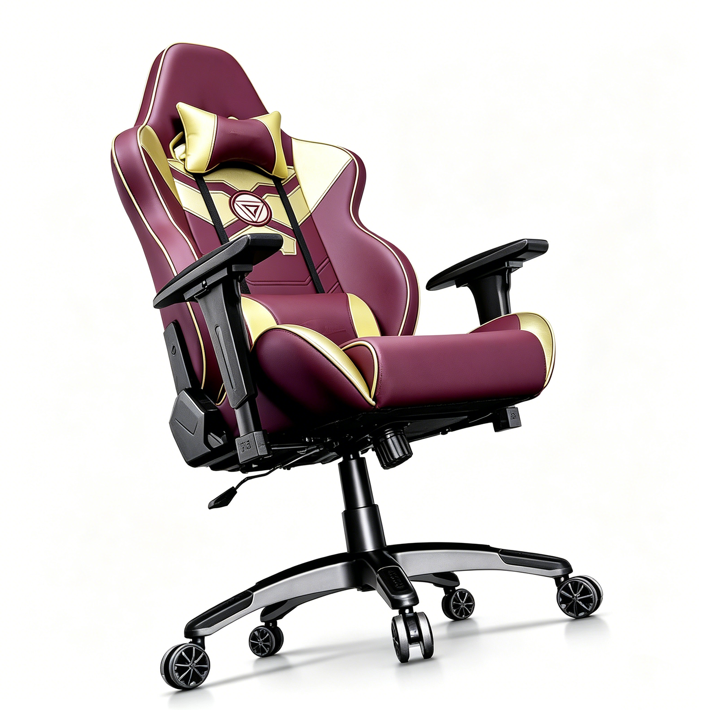 Iron Man Themed Ergonomic Gaming Chair High Back PU Leather Racing Style Computer Chair with Adjustable Headrest Lumbar Pillow and 4D Armrests