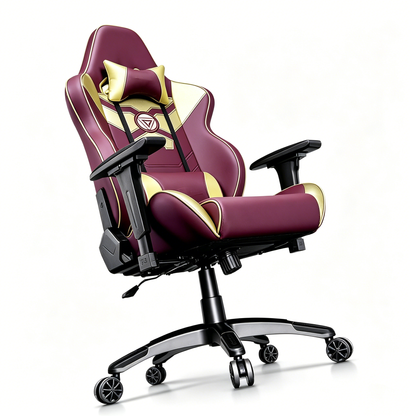 Iron Man Themed Ergonomic Gaming Chair High Back PU Leather Racing Style Computer Chair with Adjustable Headrest Lumbar Pillow and 4D Armrests
