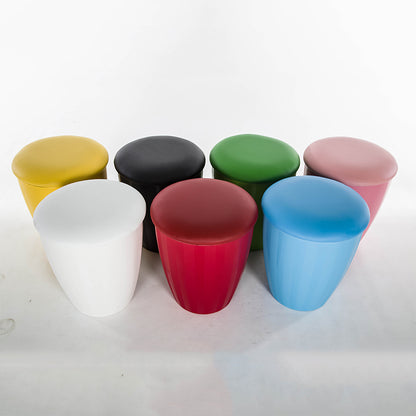 PU Storage Stool with Cushion Lid Multifunctional Ottoman Shoe Changing Stool Barrel Shaped Footrest for Living Room Bedroom Entryway