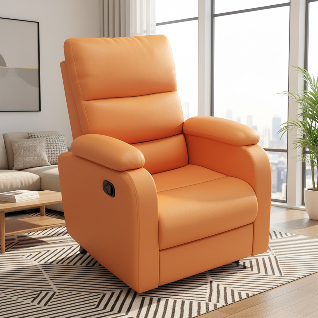 Single Seater Recliner Chair Adjustable Functional Sofa Ergonomic Home Theater Lounge Chair with Footrest for Living Room Bedroom Office Relaxation