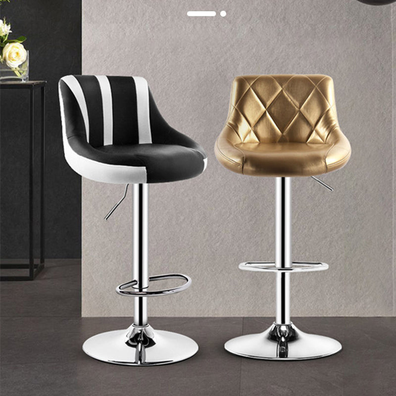Bar Chair Bar Stool with Diamond Quilted PU Leather Cushion Chrome Metal Base Multifunctional Height Adjustable Swivel Stool for Home Bar Kitchen Island Pub Living Room Home Decor