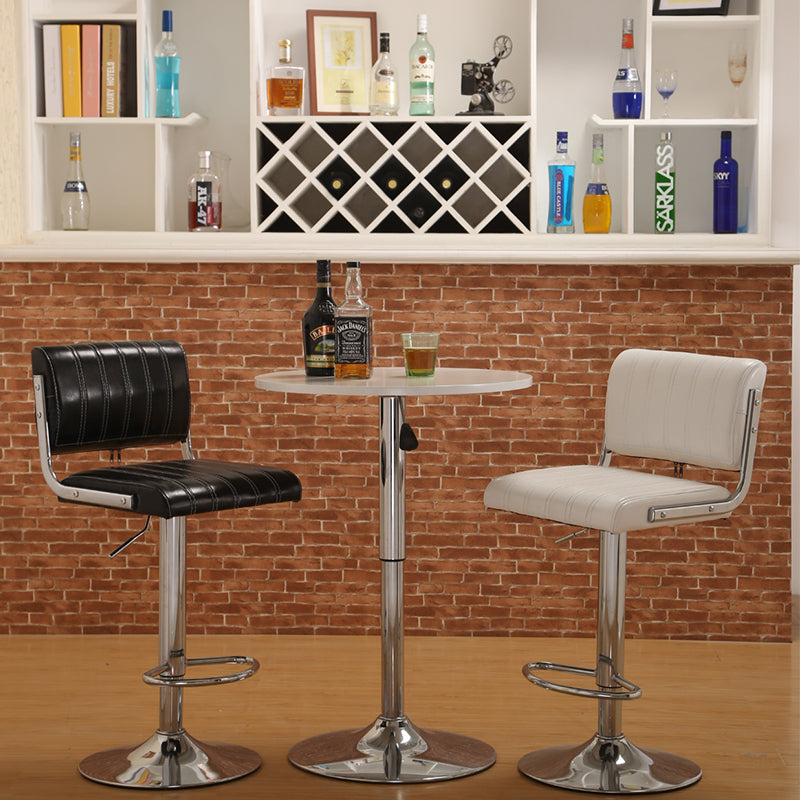 Bar Chair Bar Stool Adjustable Height Swivel Bar Stool with Vertical Stitched Backrest and Cushion PU Leather Upholstered Chrome Metal Base Multifunctional Modern Bar Stool for Home Bar Kitchen Island Pub Living Room Home Decor
