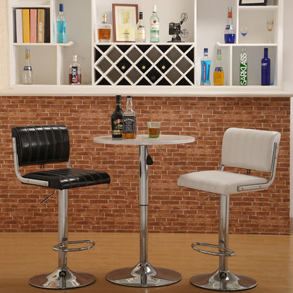 Bar Chair Bar Stool Adjustable Height Swivel Bar Stool with Vertical Stitched Backrest and Cushion PU Leather Upholstered Chrome Metal Base Multifunctional Modern Bar Stool for Home Bar Kitchen Island Pub Living Room Home Decor
