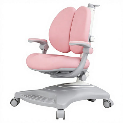 Adjustable Kids Study Chair Ergonomic Children Desk Chair with Double Backrest Footrest and Caster Wheels for Boys Girls Teens Home School Use