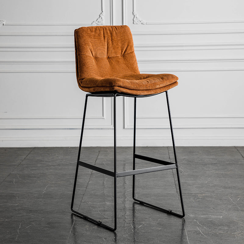 Bar Chair Modern Upholstered Bar Stool with Fabric or Leather Cushion Black Metal Sled Legs Fixed Height Counter Bar Stool for Home Bar Kitchen Island Pub Living Room Home Decor