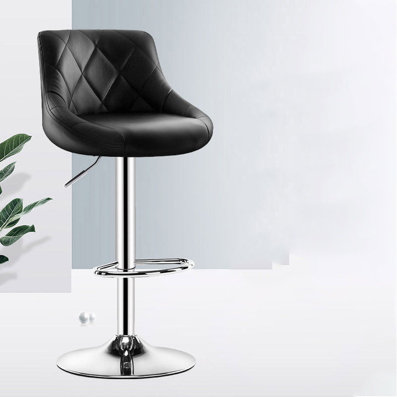 Bar Chair Bar Stool with Diamond Quilted PU Leather Cushion Chrome Metal Base Multifunctional Height Adjustable Swivel Stool for Home Bar Kitchen Island Pub Living Room Home Decor