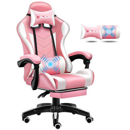 Ergonomic Gaming Chair High Back PU Leather Racing Style Computer Chair with Footrest Adjustable Headrest Lumbar Pillow 90°-135° Reclining Swivel Office Chair