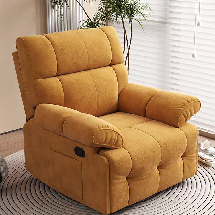 Single Seater Recliner Chair Ergonomic Adjustable Functional Sofa Home Theater Lounge Chair with Side Pocket Comfortable Padded Reclining Armchair for Living Room Bedroom