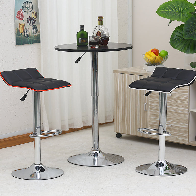 Bar Chair Bar Stool Adjustable Height Swivel Bar Stool with Grid Stitched PU Leather Cushion Chrome Metal Base Multifunctional Modern Bar Stool for Home Bar Kitchen Island Pub Living Room Home Decor