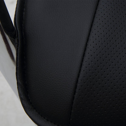 Conference Office Chair Mid-Back Ergonomic Visitor Chair with Breathable PU Leather, Chrome Steel Frame Fixed Bow Base Black Office Chair for Meeting Rooms & Reception Areas