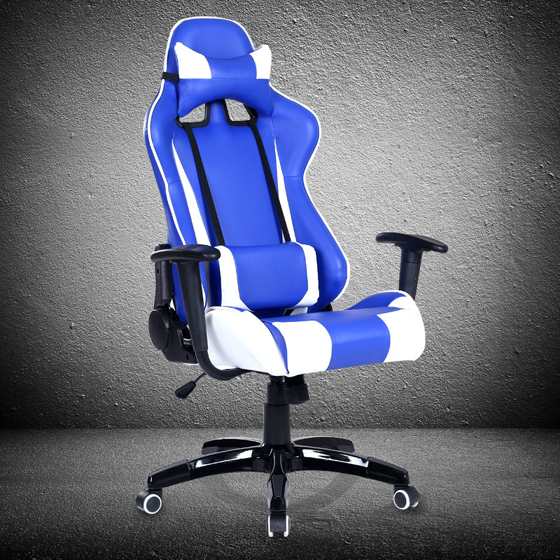 Classic Racing-Style Gaming Chair Multi-Color Ergonomic Reclining Chair with PU Leather Upholstery