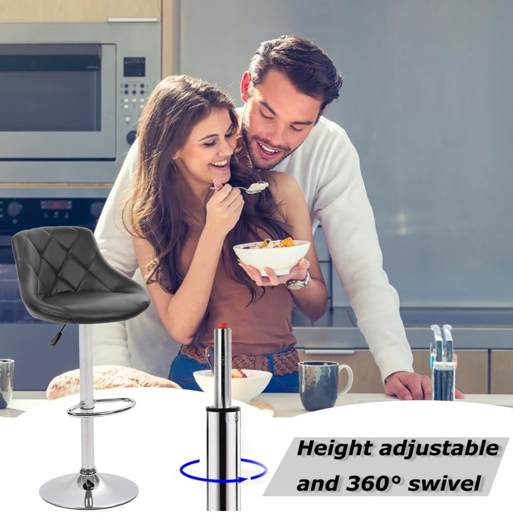 Bar Chair Bar Stool with Diamond Quilted Leather Cushion Chrome Metal Base Multifunctional Height Adjustable Swivel Stool for Home Bar Kitchen Island Pub Living Room Home Decor