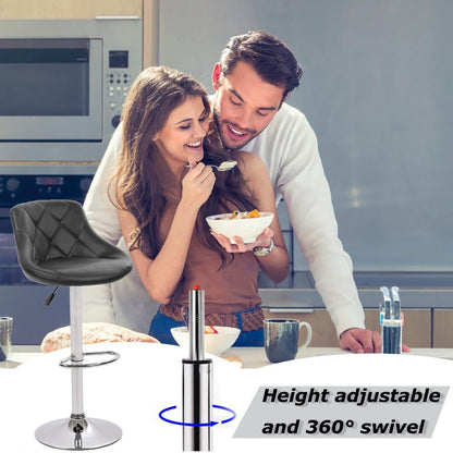 Bar Chair Bar Stool with Diamond Quilted Leather Cushion Chrome Metal Base Multifunctional Height Adjustable Swivel Stool for Home Bar Kitchen Island Pub Living Room Home Decor