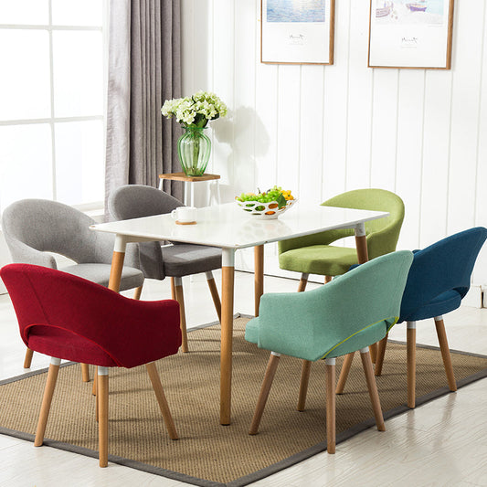 Casual Upholstered Dining Chair Versatile Fabric Prints Armrest Design & Wooden Legs for Lively Spaces