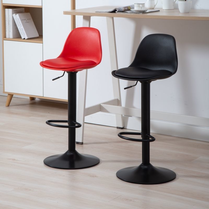 Bar Chair Adjustable Swivel Bar Stool with Molded Plastic Backrest and Seat PU Leather Upholstered Chrome Metal Legs Multifunctional Counter Height Bar Stool for Home Bar Kitchen Island Pub Living Room Home Decor