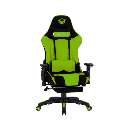 Ergonomic Gaming Chair High Back Fabric Racing Style Computer Chair with Footrest Adjustable Headrest Lumbar Pillow 180° Reclining Swivel Office Chair