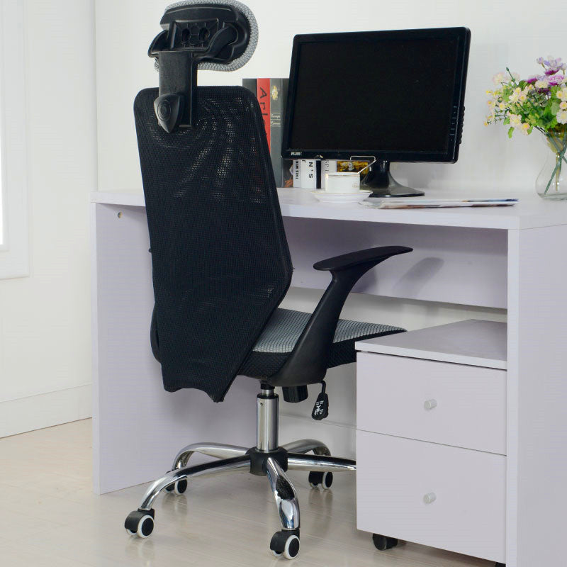 High-Back Mesh Office Chair Ergonomic Desk Chair with Adjustable Headrest & Flip-Up Armrests 360° Swivel & Height Adjustment Black & Gray Chair for Home Office & Gaming
