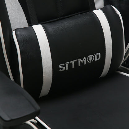 Ergonomic Gaming Chair 400 LBS High Back PU Leather Racing Style Computer Chair with Footrest Adjustable Headrest Lumbar Pillow 180° Reclining Swivel Office Chair