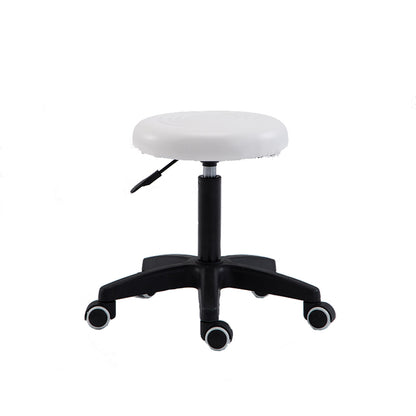 Bar Chair Bar Stool with Round PU Leather Cushion Plastic Five-Prong Base Multifunctional Height Adjustable Swivel Stool with Casters for Home Bar Kitchen Island Pub Living Room Home Decor