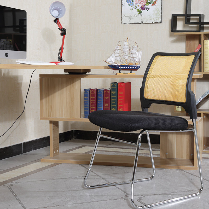 Office Chair Mesh Back Fabric Seat with Chrome Metal Frame Ergonomic Sled Base No Armrest Guest Chair for Conference Room Reception Waiting Room and Home Office