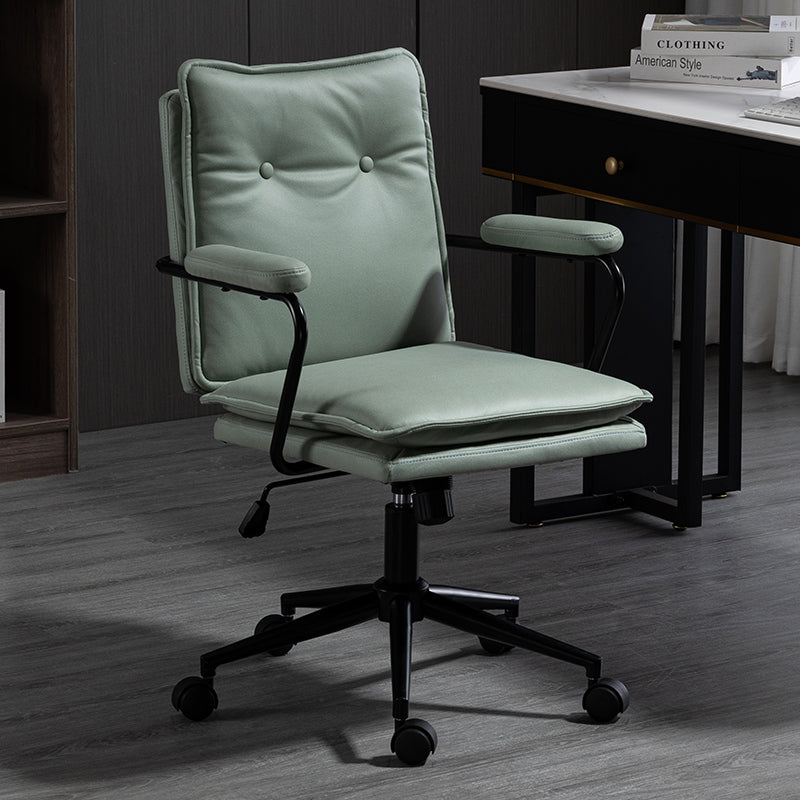Office Chair Mid-Back Ergonomic Desk Chair with Button-Tufted PU Leather 360° Swivel & Height Adjustment Multi-Color Luxury Chair for Home Office & Vanity