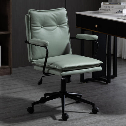 Office Chair Mid-Back Ergonomic Desk Chair with Button-Tufted PU Leather 360° Swivel & Height Adjustment Multi-Color Luxury Chair for Home Office & Vanity