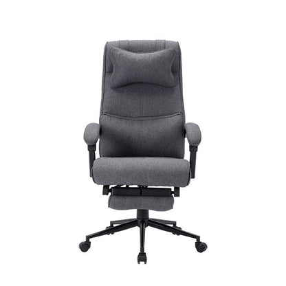 Fabric Reclining Office Chair with Headrest Footrest & Adjustable Ergonomic Support for Comfortable Work Gaming & Relaxing Lounging Sessions