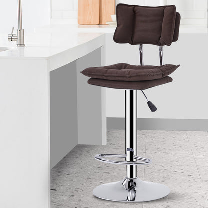 Bar Chair Adjustable Swivel Bar Stool with Double Padded Seat and Backrest PU Leather Upholstered Chrome Metal Legs Multifunctional Counter Height Bar Stool for Home Bar Kitchen Island Pub Living Room Home Decor