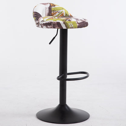 Bar Chair Bar Stool Adjustable Height Swivel Bar Stool with Half Backrest Printed Fabric or Two-Tone PU Leather Upholstered Chrome or Black Metal Base Multifunctional Bar Stool for Home Bar Kitchen Island Pub Living Room Home Decor