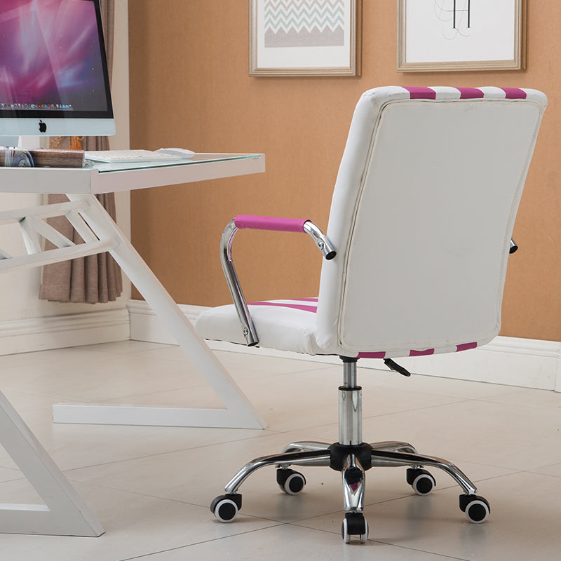 Office Chair Mid-Back Ergonomic Desk Chair with Fabric/PU Leather 360° Swivel & Height Adjustment Multi-Color Striped Chair for Home Office & Creative Spaces