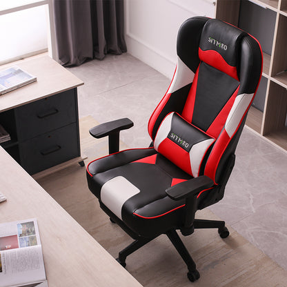 Ergonomic Gaming Chair High Back PU Leather Racing Style Computer Chair with Footrest Adjustable Headrest Lumbar Pillow 180° Reclining Swivel Office Chair
