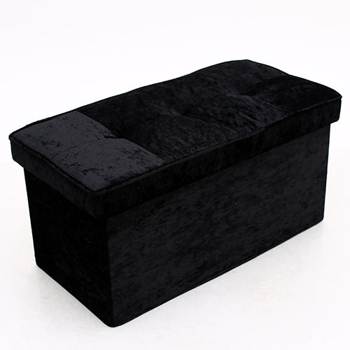 Folding Storage Ottoman Bench Footrest Shoe Changing Stool Velvet Upholstered Footstool with Lift Top Lid for Living Room Bedroom Entryway