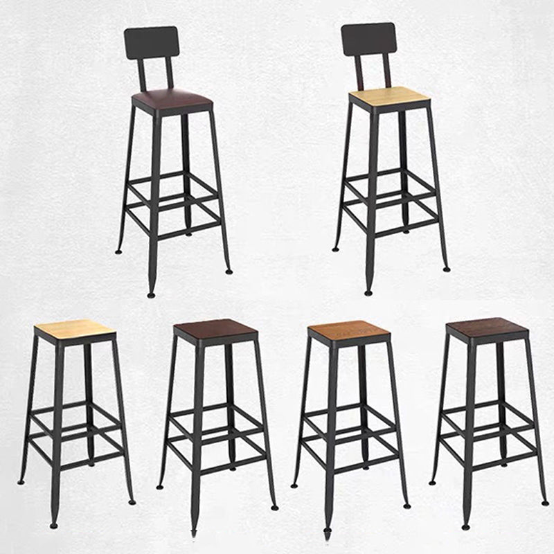 Bar Chair Bar Stool with Industrial A-Frame Legs Wood Seat Black Metal Base Stationary Stool for Home Bar Kitchen Island Pub Living Room Home Decor