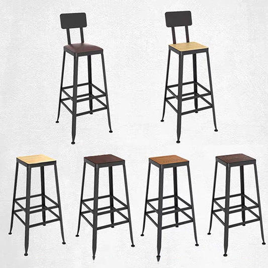 Bar Chair Bar Stool with Industrial A-Frame Legs Wood Seat Black Metal Base Stationary Stool for Home Bar Kitchen Island Pub Living Room Home Decor