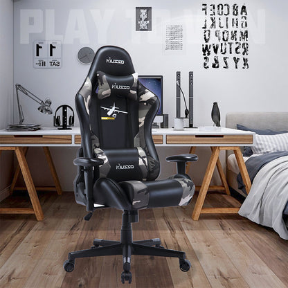 MUSSO ZERO Series Black-White Gaming Chair Headrest Adjustable Arms Sturdy Base Ergonomic Support for Extended Gaming & Office Work Sessions