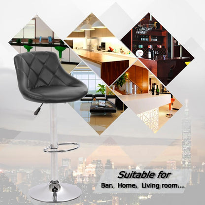 Bar Chair Bar Stool with Diamond Quilted Leather Cushion Chrome Metal Base Multifunctional Height Adjustable Swivel Stool for Home Bar Kitchen Island Pub Living Room Home Decor