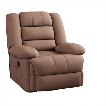 PU Leather Manual Recliner Chair Single Seater Functional Sofa Living Room Lounge Chair with Side Pocket Adjustable Home Theater Seating