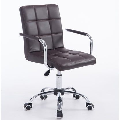 Bar Chair Bar Stool with Grid Quilted Cushion PU Leather Upholstered Chrome Metal Armrests and Casters Multifunctional Adjustable Height Swivel Stool for Home Bar Kitchen Island Pub Living Room Home Decor