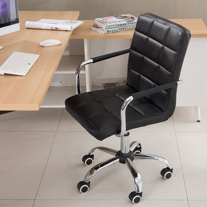 Bar Chair Bar Stool with Grid Quilted Cushion PU Leather Upholstered Chrome Metal Armrests and Casters Multifunctional Adjustable Height Swivel Stool for Home Bar Kitchen Island Pub Living Room Home Decor