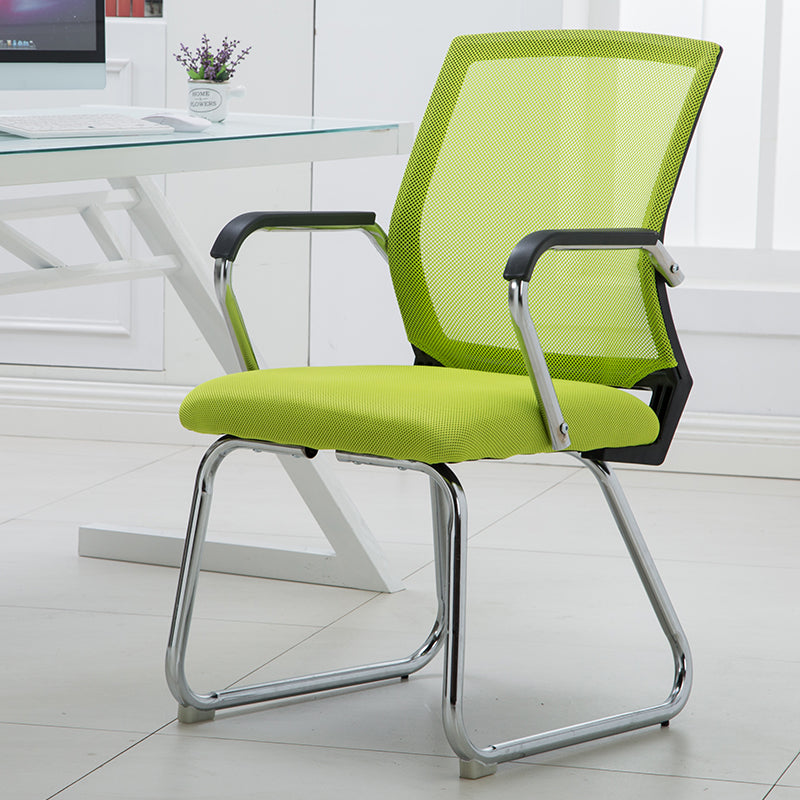 Mid-Back Mesh Conference Chair Ergonomic Visitor Chair with Breathable Mesh Chrome Steel Bow Base Multi-Color Office Chair for Meeting Rooms & Reception Areas