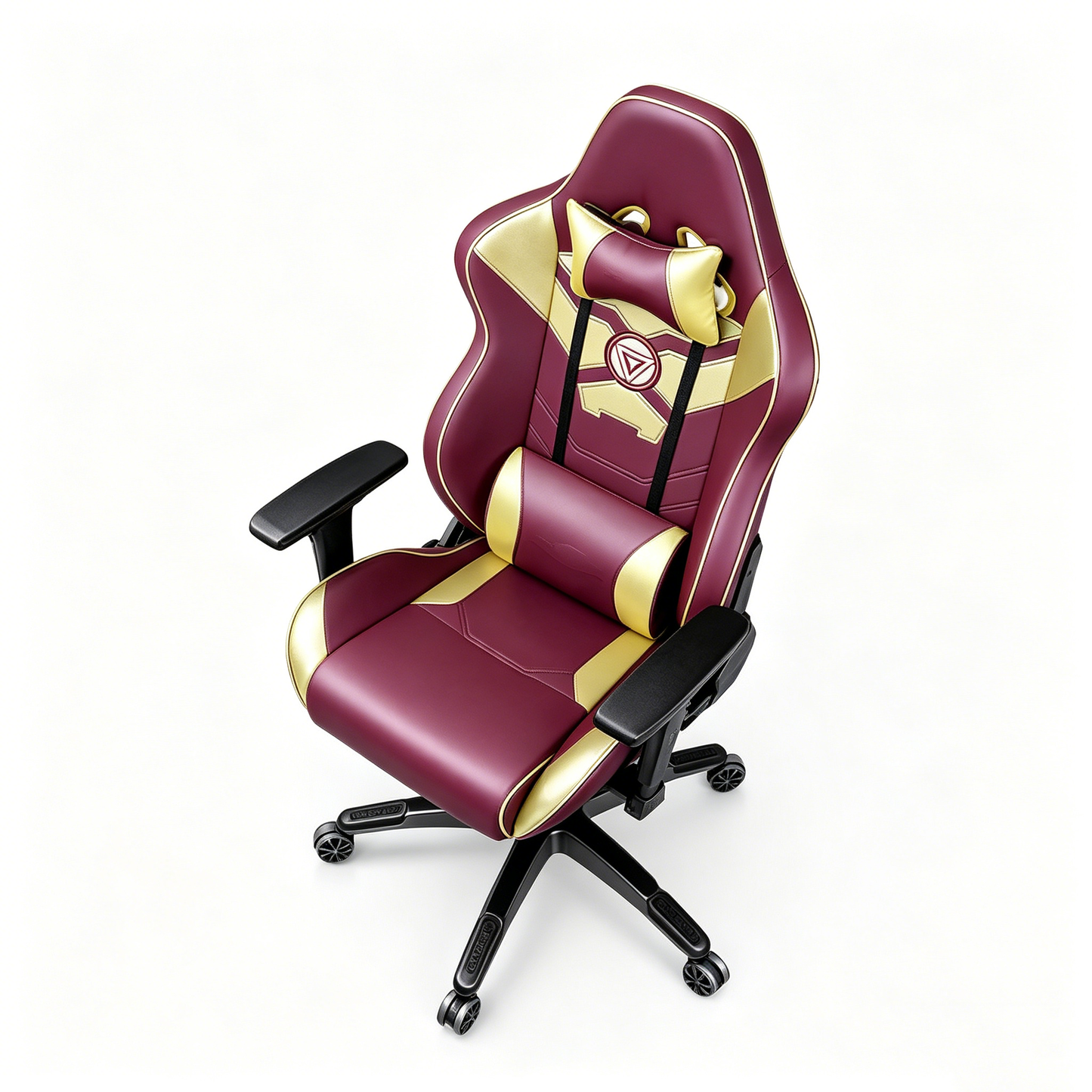 Iron Man Themed Ergonomic Gaming Chair High Back PU Leather Racing Style Computer Chair with Adjustable Headrest Lumbar Pillow and 4D Armrests