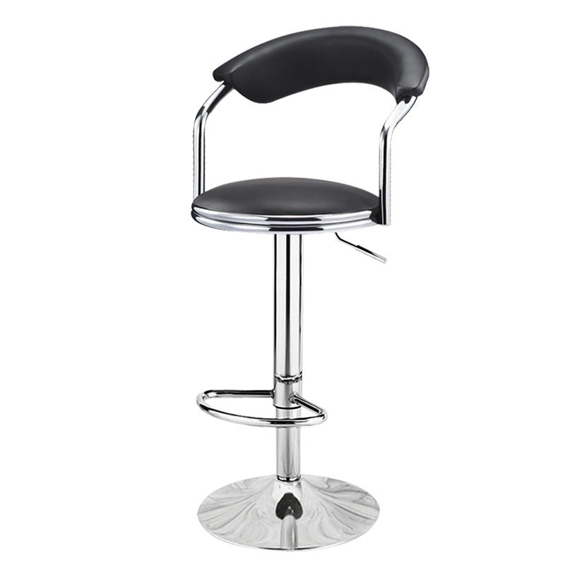 Adjustable Height Bar Stool Curved Padded Backrest Colorful Upholstery & Dual-Base Options