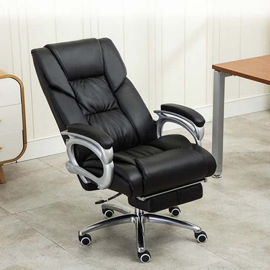Reclining Executive Office Chair High-Back Plush Ergonomic Desk Chair with Retractable Footrest, Premium PU Leather Office Chair with 360° Swivel & Height Adjustment Multi-Color Luxury Office Chair for Home & Corporate Spaces