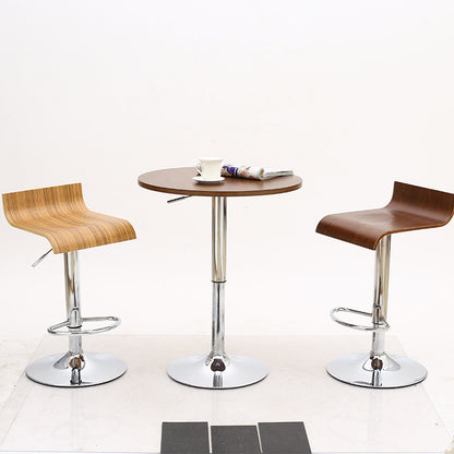 Bar Chair Bar Stool Adjustable Height Swivel Bar Stool with Bent Wood Seat Backrest Chrome Metal Base Multifunctional Modern Bar Stool for Home Bar Kitchen Island Pub Living Room Home Decor