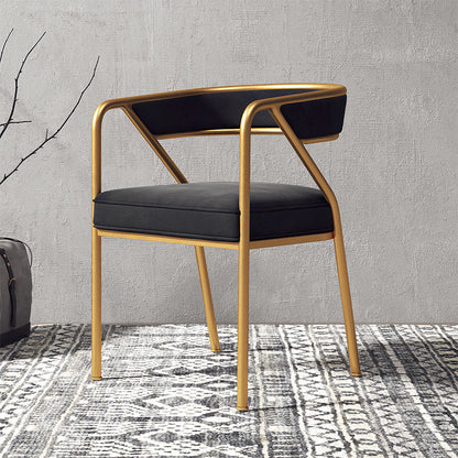 Light Luxury Velvet Dining Chair Gold Metal Frame Geometric Design & Plush Upholstery