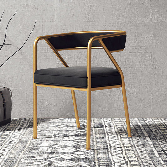 Light Luxury Velvet Dining Chair Gold Metal Frame Geometric Design & Plush Upholstery