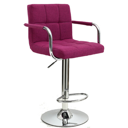 Bar Stool Adjustable Height Swivel Bar Chair with Armrests PU Leather Fabric Upholstered Counter Height Stool with Chrome Base and Footrest for Kitchen Island Pub and Home Bar