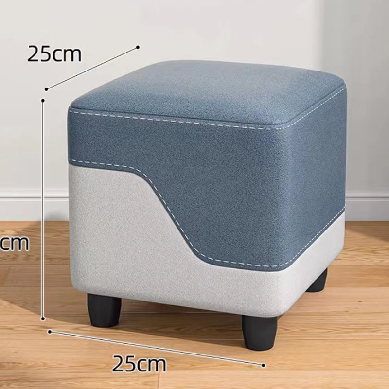 Square Footrest Stool with Solid Wood Frame Dual Tone Upholstered Ottoman Footstool with Non Slip Legs for Living Room Bedroom Entryway