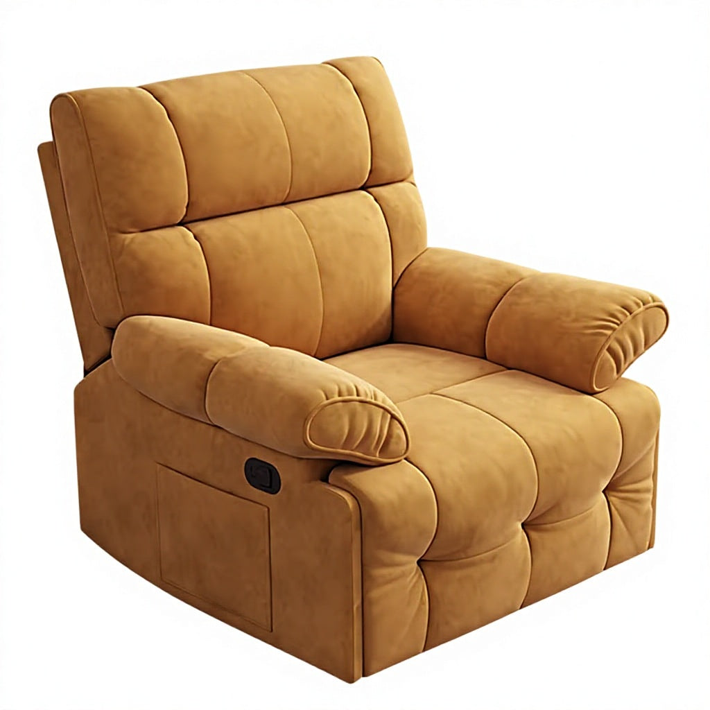 Single Seater Recliner Chair Ergonomic Adjustable Functional Sofa Home Theater Lounge Chair with Side Pocket Comfortable Padded Reclining Armchair for Living Room Bedroom